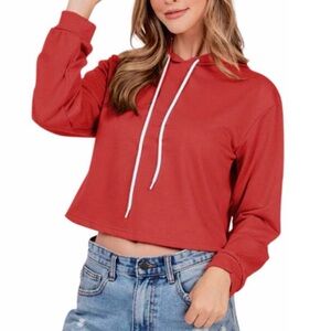 Red Cropped Hoodie